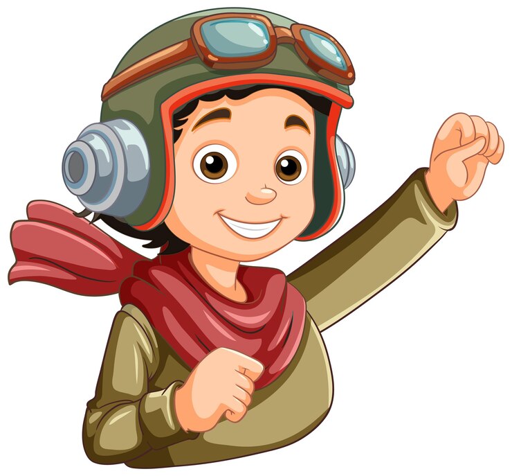 Vector gratuito el lindo personaje de dibujos animados piloto