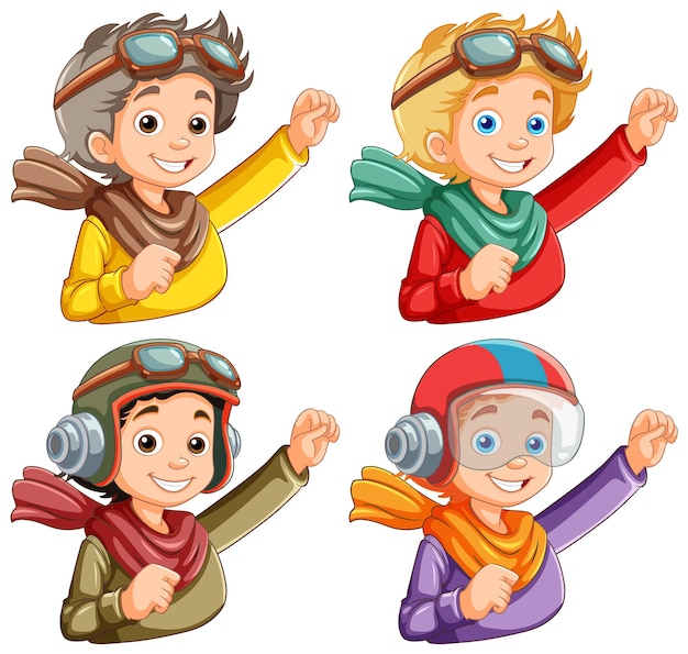 Vector gratuito lindo personaje de dibujos animados piloto