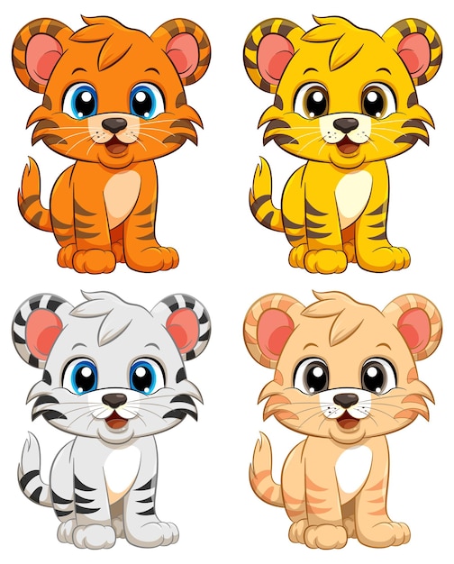 Vector gratuito el lindo personaje de dibujos animados del tigre