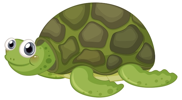 Vector gratuito lindo personaje de dibujos animados de tortuga sobre fondo blanco