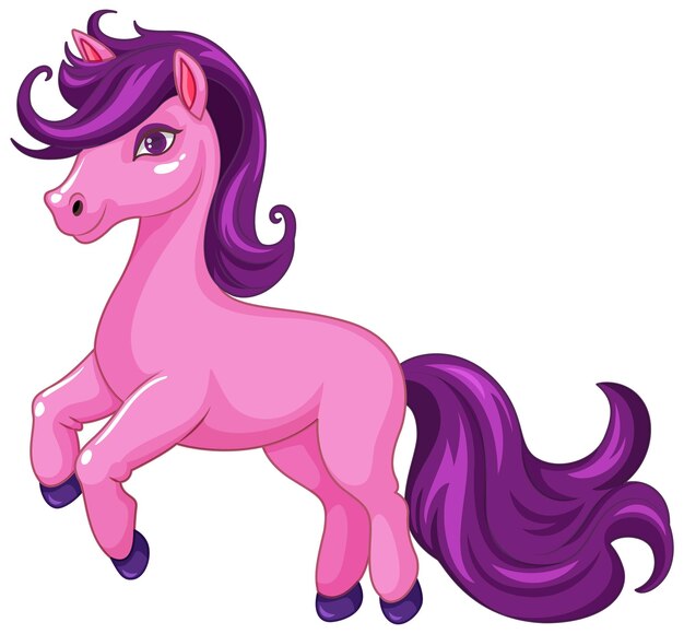 Vector gratuito lindo personaje de dibujos animados de unicornio rosa