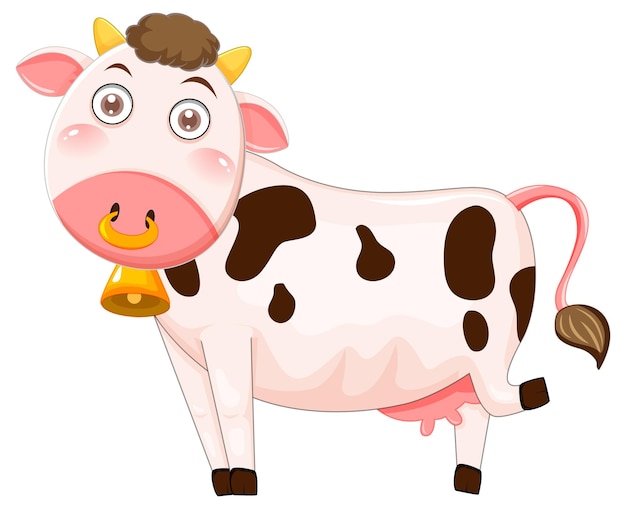 Lindo personaje de dibujos animados de la vaca