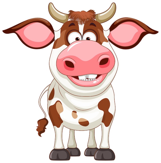 Vector gratuito lindo personaje de dibujos animados de la vaca