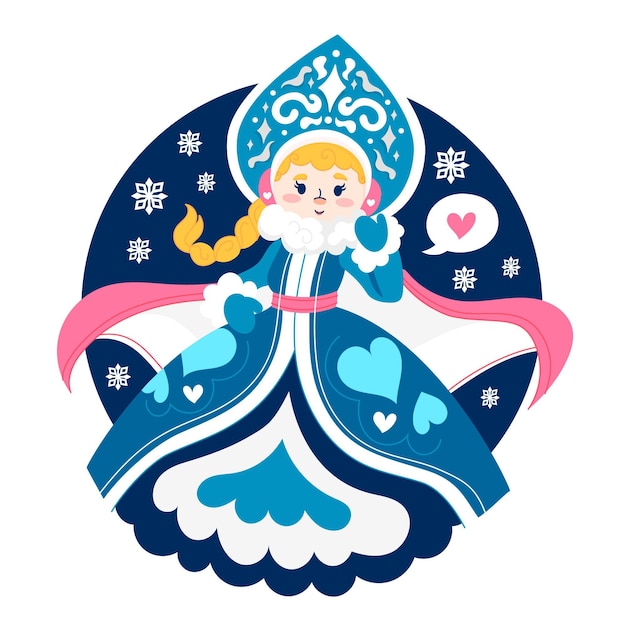 Vector gratuito lindo personaje de doncella de nieve