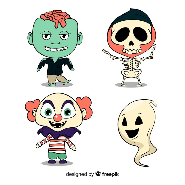 Lindo personaje de pegatinas simplista para halloween