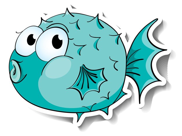 Lindo pez globo de dibujos animados de animales marinos pegatina