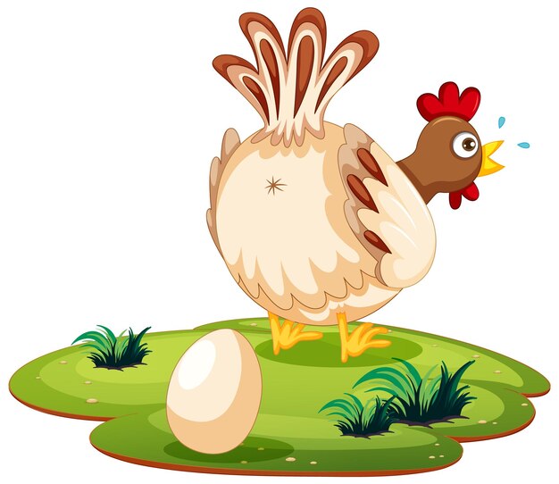 Lindo pollo poniendo huevos