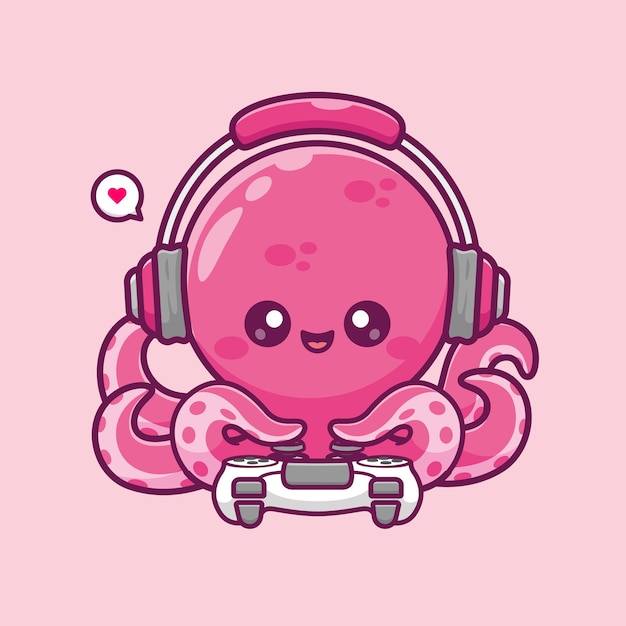 Lindo pulpo juegos dibujos animados vector icono ilustración animal tecnología icono concepto aislado plano