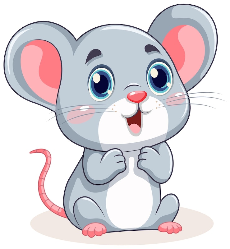 Vector gratuito lindo ratoncito con personaje de dibujos animados de orejas grandes