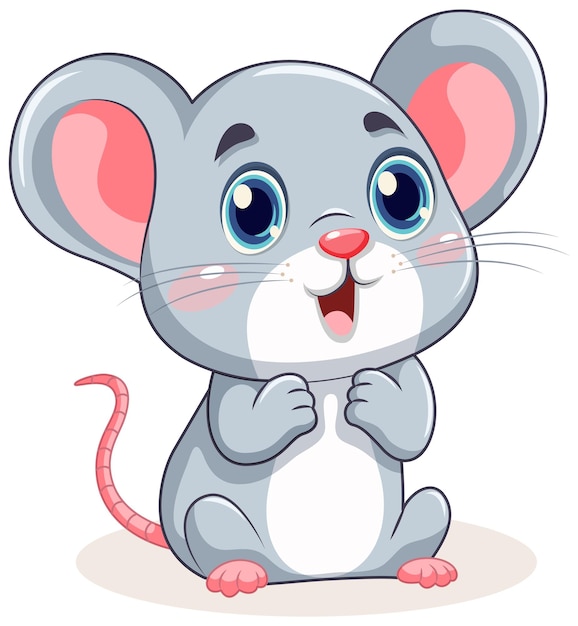 Lindo ratoncito con personaje de dibujos animados de orejas grandes