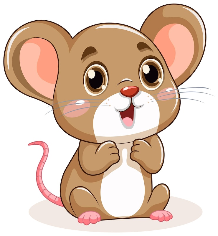 Vector gratuito lindo ratoncito con personaje de dibujos animados de orejas grandes