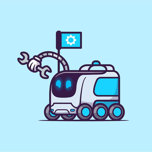 Vector gratuito el lindo robot de servicio que sostiene la llave del dibujo animado icono vectorial ilustración ciencia tecnología aislada plana