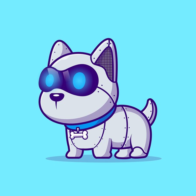Lindo Shiba Inu Perro Robot Cartoon Vector Icono Ilustración Animal Tecnología Icono Concepto Aislado
