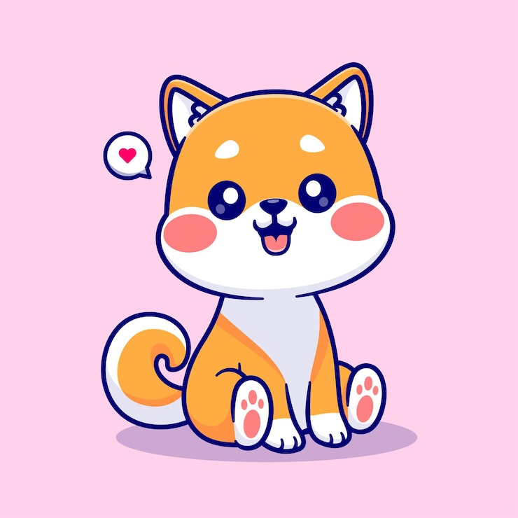 Vector gratuito lindo shiba inu perro sentado dibujos animados vector icono ilustración animal naturaleza icono concepto aislado