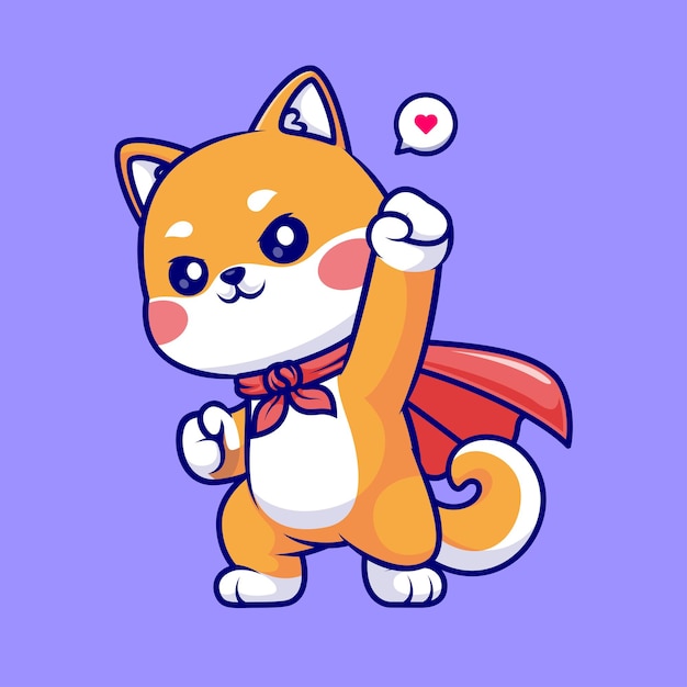 Lindo shiba inu perro superhéroe dibujos animados vector icono ilustración animal vacaciones icono concepto aislado