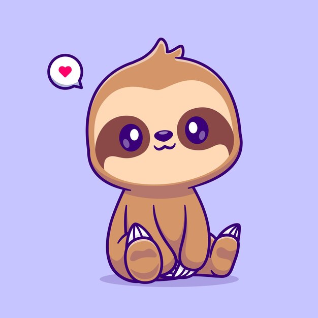 Lindo Slot Sentado Dibujos Animados Vector Icono Ilustración Animal Naturaleza Icono Concepto Aislado Premium Plano