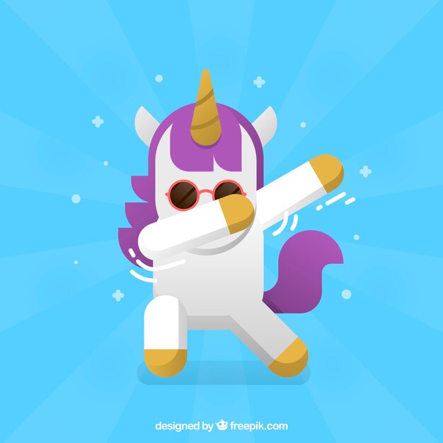 Lindo unicornio haciendo movimiento dabbing