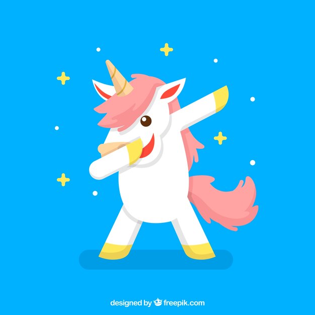 Lindo unicornio haciendo movimiento dabbing