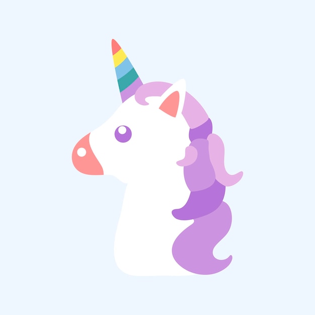 Lindo unicornio con vector de pegatina de cuerno de arco iris