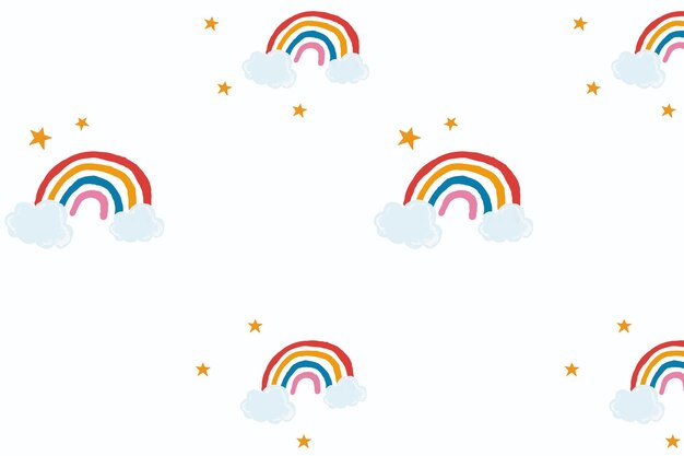 Lindo vector de arco iris en fondo blanco lindo estilo dibujado a mano