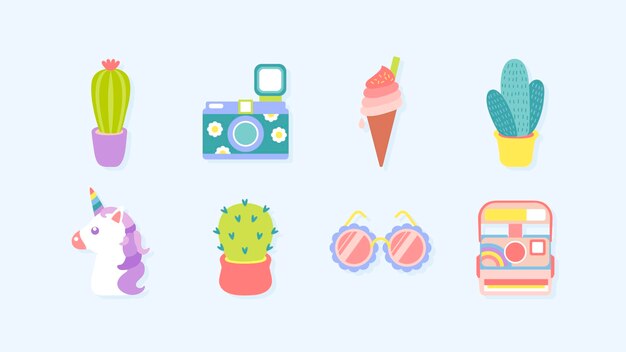 Lindo vector de colección de pegatinas
