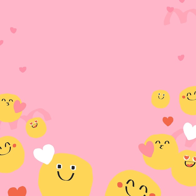 Vector gratuito lindo vector de fondo de doodle emoji con signo de corazón