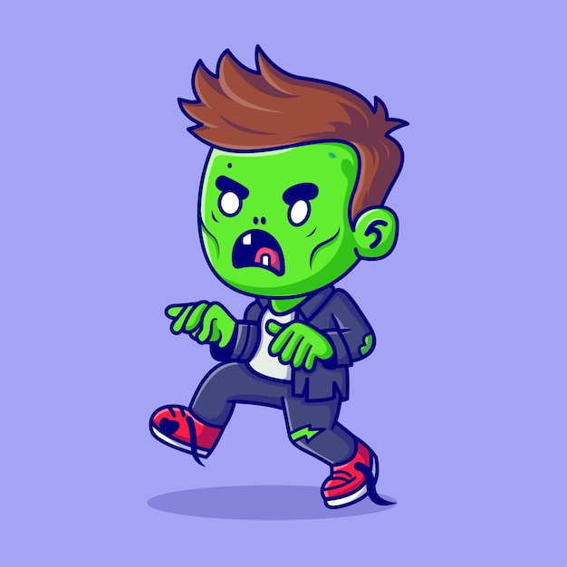 Vector gratuito lindo zombi caminando dibujos animados vector icono ilustración personas vacaciones icono concepto aislado premium