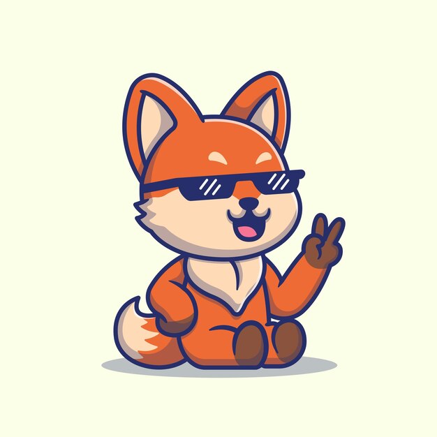 Lindo zorro con gafas dibujos animados Vector icono ilustración Animal naturaleza icono concepto aislado plano