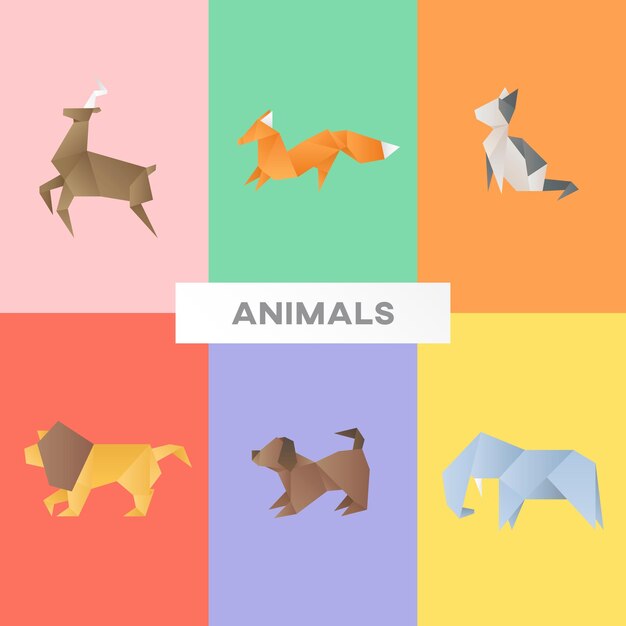 Lindos animales artesanales vector geométrico corte colección