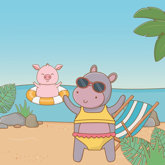 Lindos animales disfrutando de las vacaciones de verano.