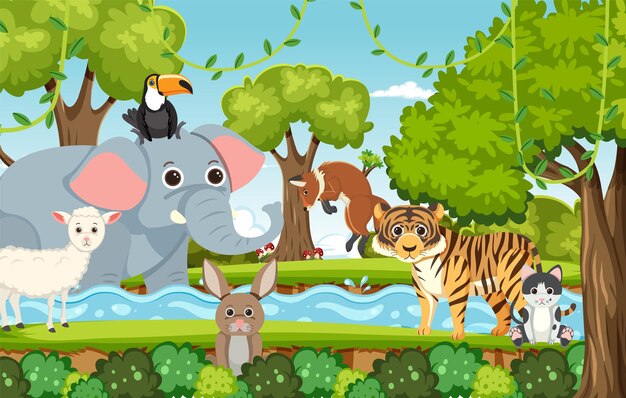 Lindos animales salvajes en el bosque