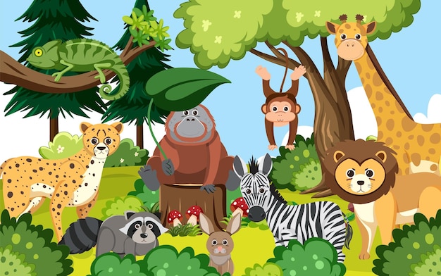 Lindos animales salvajes en el bosque