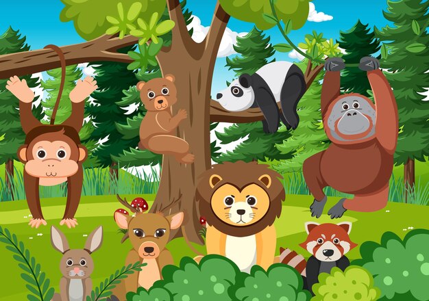 Lindos animales salvajes en el bosque