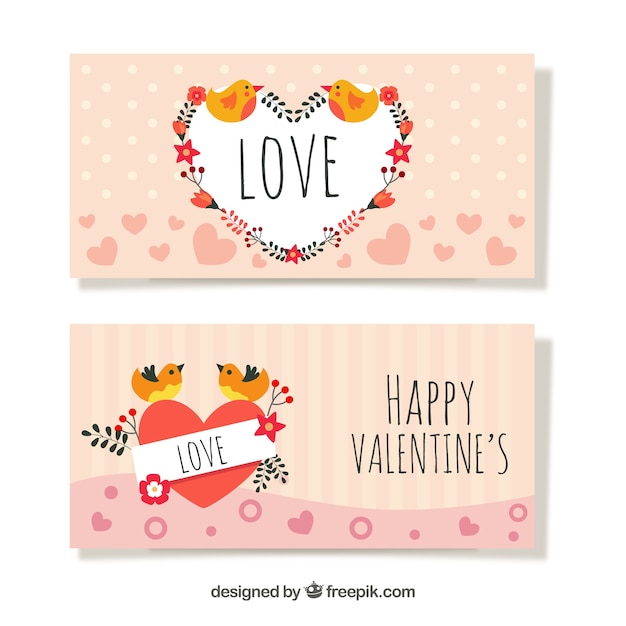 Vector gratuito lindos banners para el día de san valentin