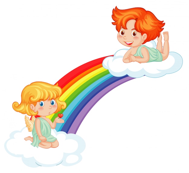 Lindos cupidos en arcoiris