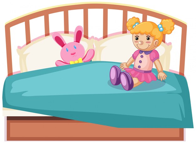 Lindos juguetes en la cama