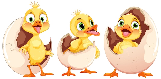 Vector gratuito lindos personajes de dibujos animados de patitos