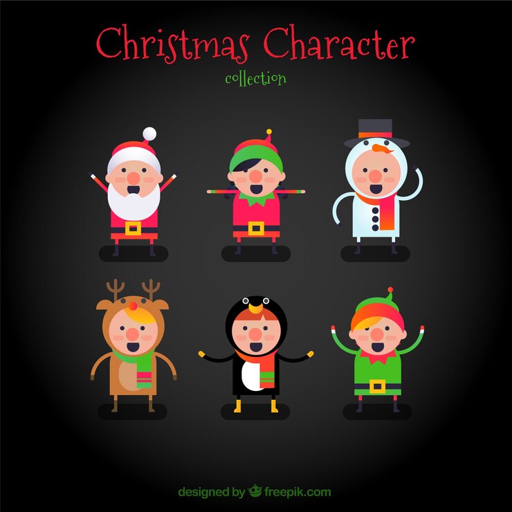 Vector gratuito lindos personajes navideños