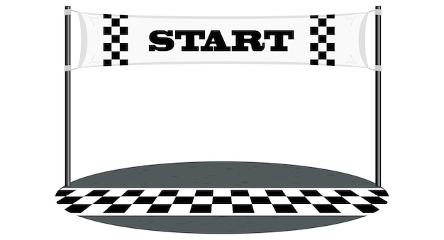 Línea de carrera con banner de inicio aislado