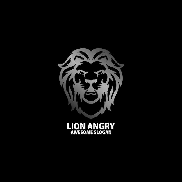 Vector gratuito línea de degradado de diseño de logotipo enojado de león