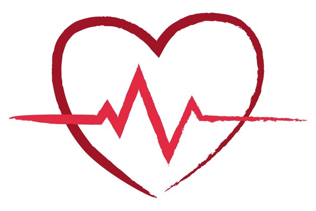 Línea de Ecg dibujada a mano a través del corazón