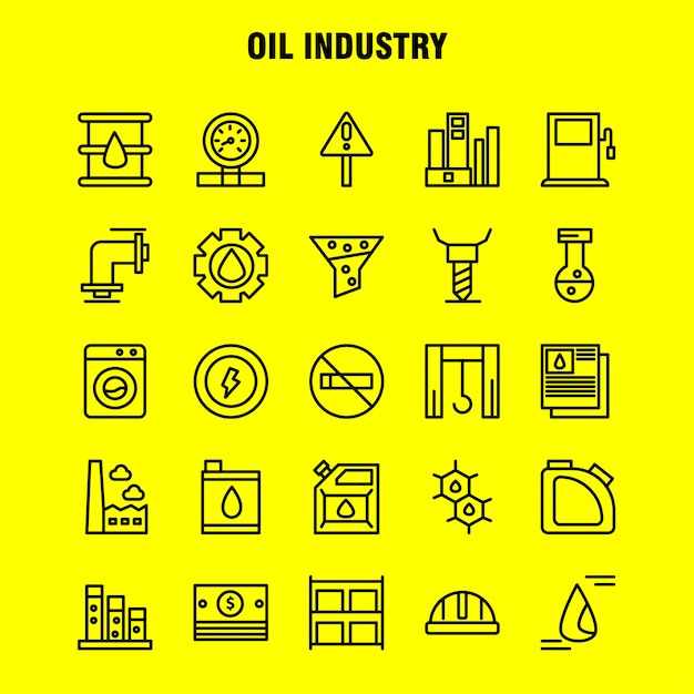Línea de la industria del petróleo paquete de iconos para diseñadores