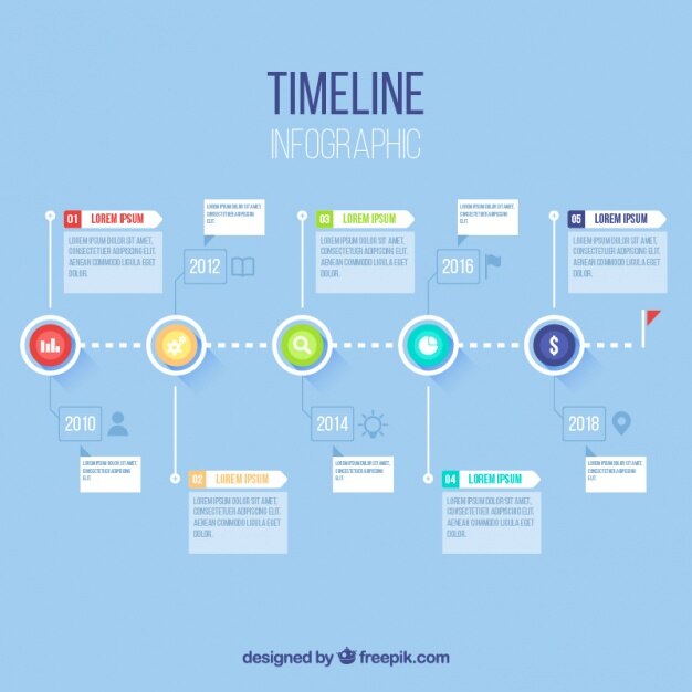 Vector gratuito línea infográfica con círculos y cuadrados
