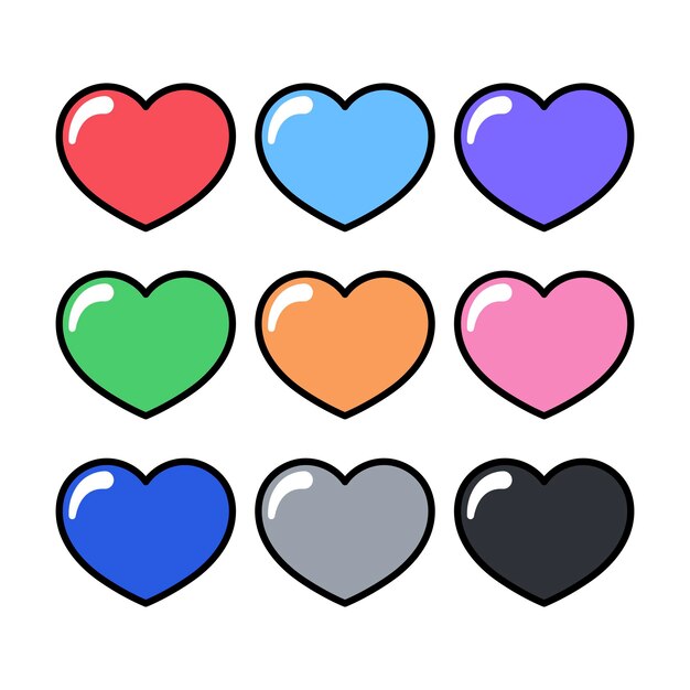 Línea llena de corazones de varios colores