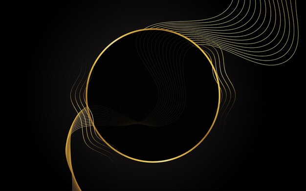 Línea de patrón de triángulo dorado sobre fondo negro Patrón geométrico de lujo Premium Triangular dorado