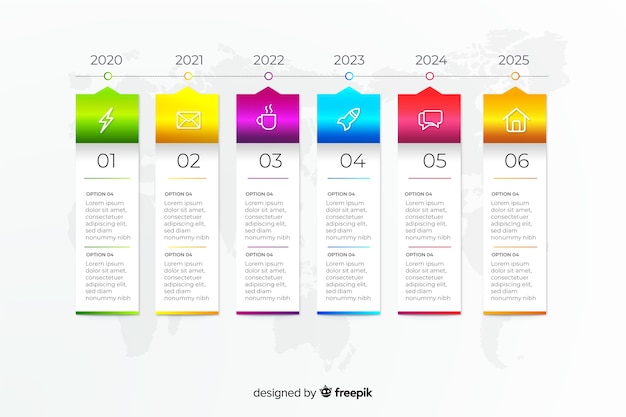 Línea temporal infográfica colorida diseño plano