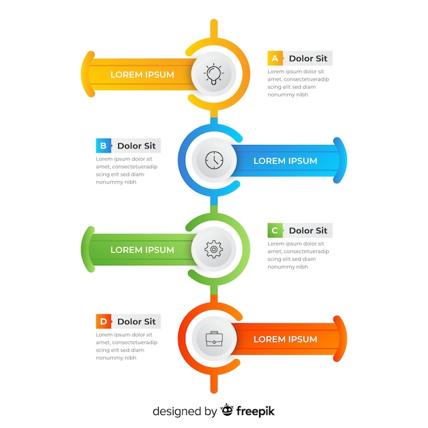 Línea temporal infográfica colorida diseño plano