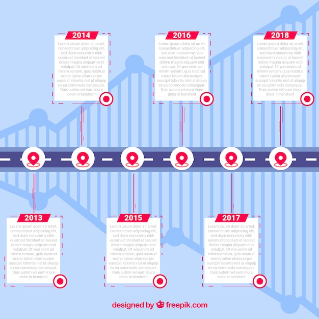 Vector gratuito línea temporal de negocios con  diseño plano