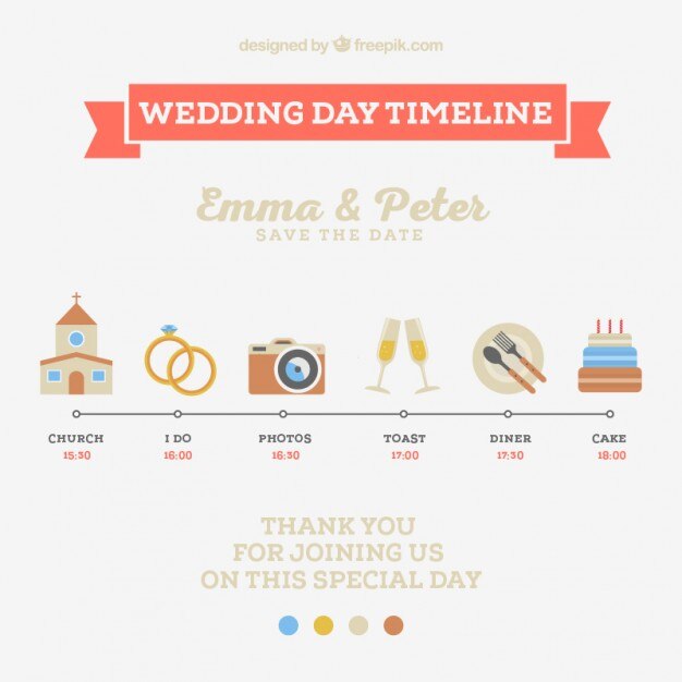 Línea del tiempo de boda linda