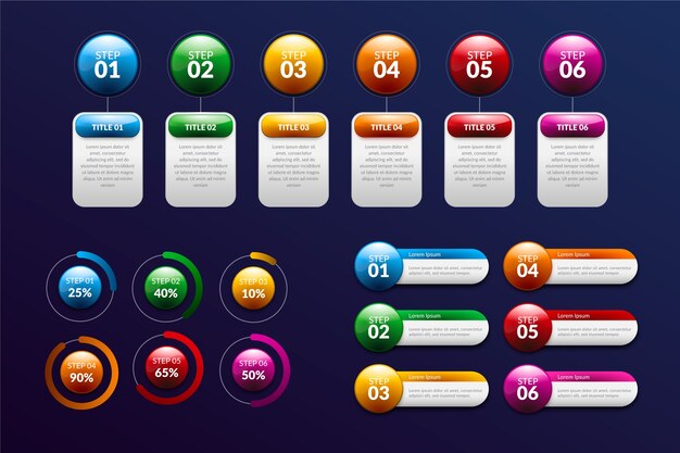 Línea de tiempo brillante infografía realista
